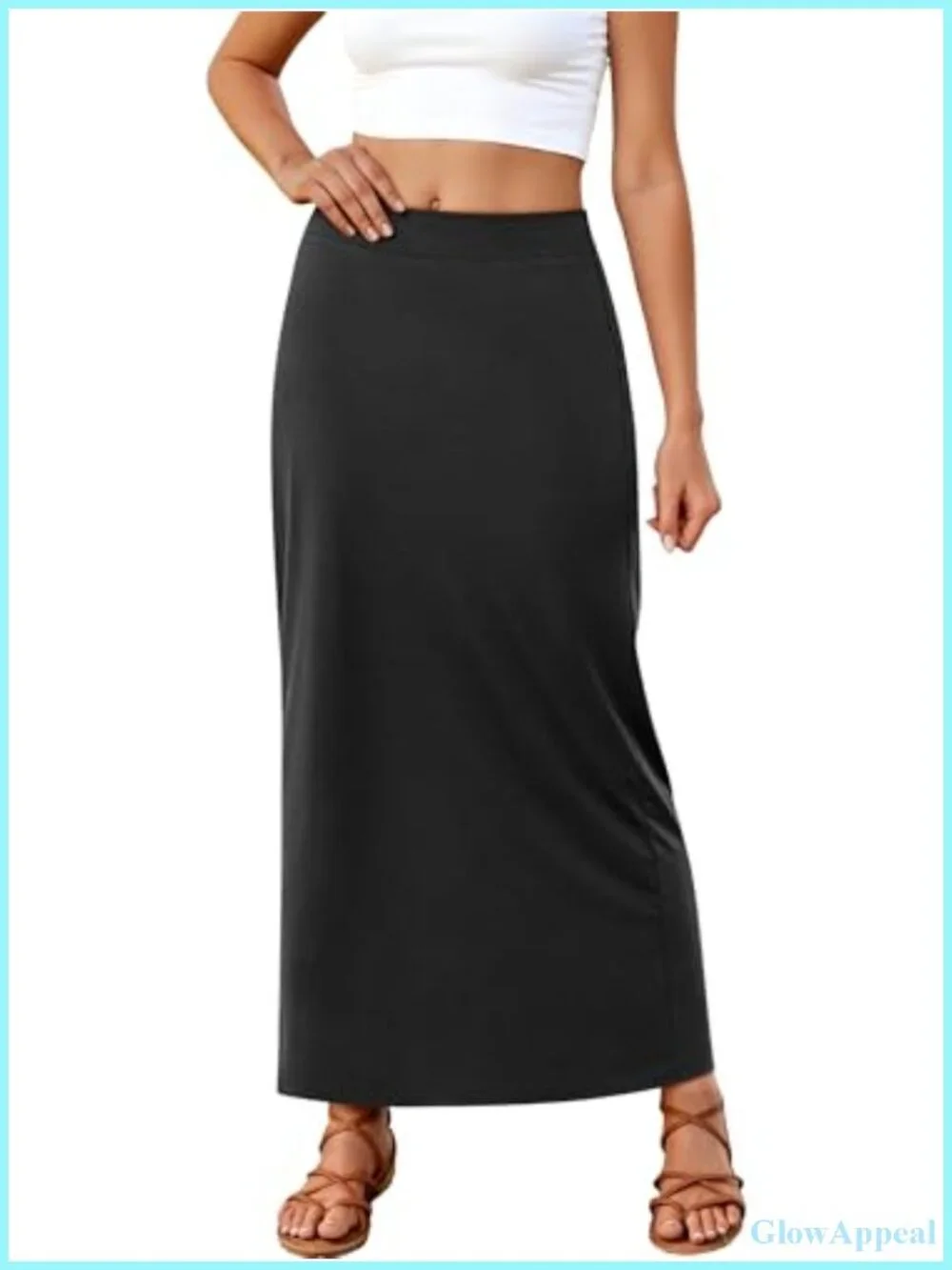 Women's Maxi Skirt Elastic Waist Flowy Full Swing Ankle Length Summer